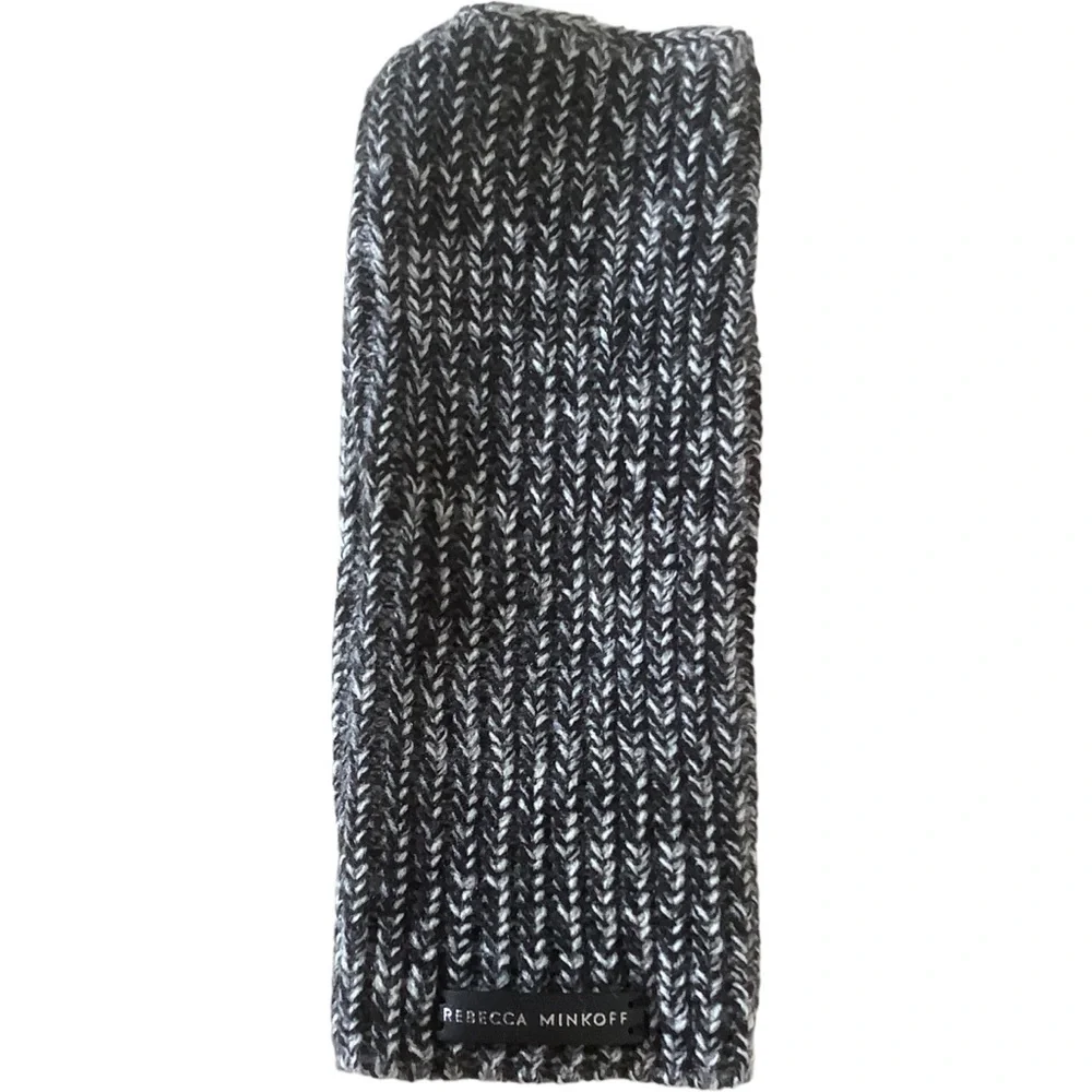 Rebecca Minkoff marled arm warmer black knit warm cozy gloves with Thumbholes